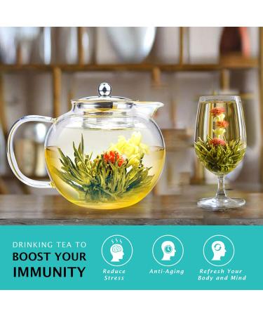 TETWIN Blooming Tea Variety Pack - 8 Individually Sealed Flowering Tea Bags, Hand Tied White Tea Leaves with Edible Flowers - Perfect Gift for Tea Lovers - Buy Online on GoSupps.com