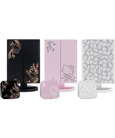 Hello Kitty Lighted Makeup Mirrors Bundle - Trifold & Compact Mirror with LED Lights, Magnification, Touch Screen - Portable Hand Mirror for Travel (Pink) - Buy Online on GoSupps.com