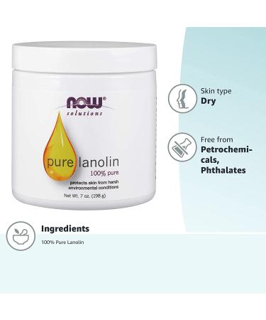 Now Foods Solutions Pure Lanolin 7 oz - 100% Natural Moisturizer for Skin Care - Buy Online on GoSupps.com