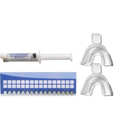 White Teeth Global Branded (TM) 44% Carbamide Peroxide 1 Syringe of Teeth Whitening Gel - (2) Mouth Trays - (1) Shade Guide - (1) Instructions Sheet - Best at Home Teeth Whitening Products