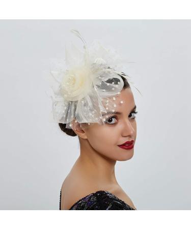 1920s Headband 1920s Flapper Headpiece Vintage Hair Clip Bridal Hairband for Pageant Themed Party Cocktail Wedding Beige - Buy Online on GoSupps.com