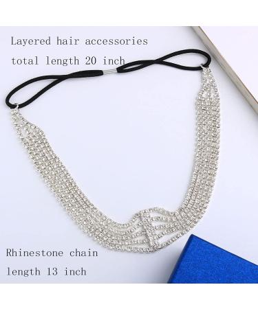 STONEFANS Rhinestone Layered Headpiece | Bridal Silver Elastic Headband for Women and Girls - Buy Online on GoSupps.com