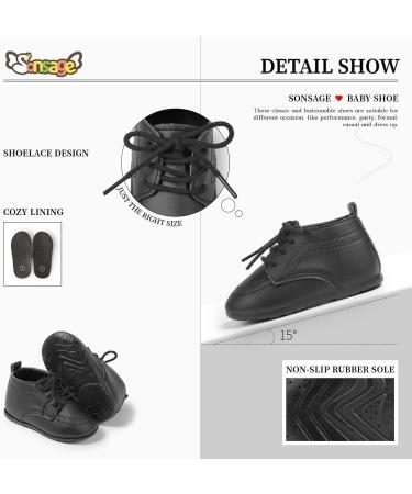 Sonsage Baby Boys Girls PU Leather Loafers Brogue Oxford Shoes 12-18 Months - Black - Buy Online on GoSupps.com