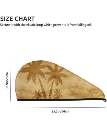 Retro Palm Tree Hair Towel - Microfiber Super Absorbent Wrap for Long Curly Hair - Quick Dry Coral Velvet Cap for Women - Buy Online on GoSupps.com