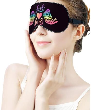Rainbow Wings Heart Sleep Mask | Adjustable Strap Blindfold for Men and Women | Blocks Light for Travel and Nap - Buy Online on GoSupps.com