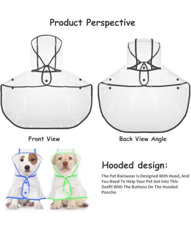 Petcute Waterproof Dog Raincoat with Hood - Transparent PVC Breathable & Button Closure for Medium & Large Dogs (Size M Black) - Buy Online on GoSupps.com