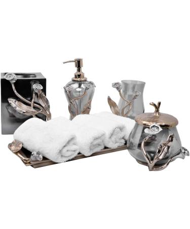 Brass and Glass Gold Bathroom Tumbler Cup - Elegant Toothbrush Holder from The Calla Lily Collection - Buy Online on GoSupps.com