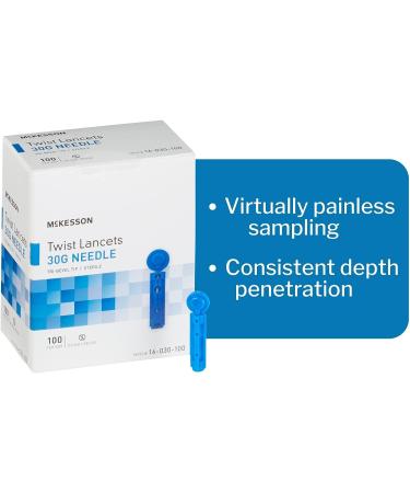 McKesson Twist Lancets 30 Gauge | Push Button Activation | 1.8 mm Depth | 100 Count - Buy Online on GoSupps.com