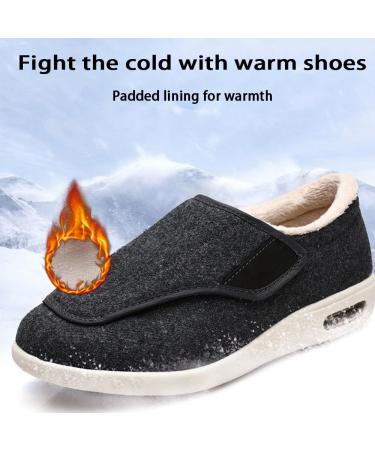Winter Fleece Orthopedic Diabetic Walking Shoes for Women | Wide Width Adjustable Sneakers for Swollen Feet & Arthritis - Size 8.5 Gris - Buy Online on GoSupps.com