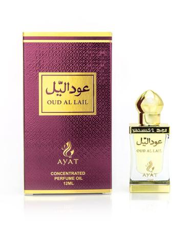 AYAT PERFUMES Perfumed Oil 12ml From Dubai | Musk Halal For Men and Women Alcohol Free | Perfume Extract/Attar For Long Lasting Scent | Arabian scent Made and Designed in Dubai (Oud Al Lail)