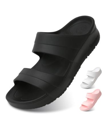 Varofit Arch Support Shoes for Plantar Fasciitis Orthotic Slippers for Flat Feet Women Stress Relief Flip Flops Lightweight Soft Slide Sandals for Men Soft Black 9 Women/9 Men