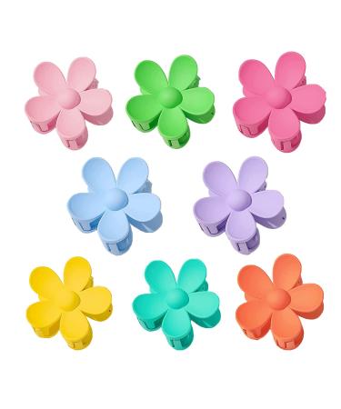 Aniuge Flower Claw Clips Matte Flower Hair Clips Cute Claw Clips for Thick Hair Non-Slip Strong Hold Hair Styling Accessories for Medium to Thick Haired Women and Girls(8Pcs/Bright Colors)