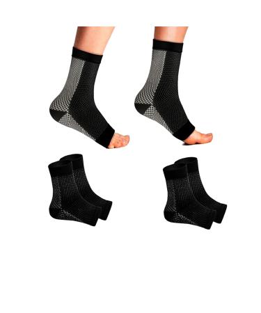 2Pair Neuropathy Socks for Women and Men Neuropathy Socks for Soothe Plantar Fasciitis Neuropathy Pain Relief Comprex Ankle Sleeves (XXL Black)