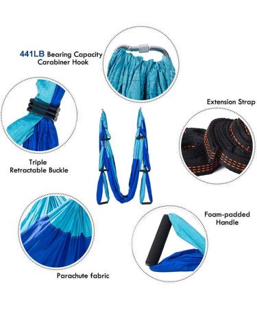 MelkTemn Aerial Yoga Swing Set - Dark Blue & Light Blue | Premium Inversion Tool for Gym and Home Fitness - Buy Online on GoSupps.com