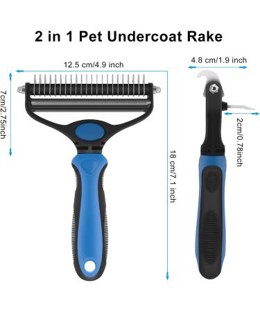CGBE Double-Sided Undercoat Rake for Dogs & Cats - Shedding Comb and Dematting Tool - Large-Blue - Buy Online on GoSupps.com
