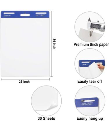 Comix Sticky Easel Pad 25x30 - Large Self Stick Flip Chart Paper for Teachers - 30 Sheets/Pad, 2 Pads/Pack - Buy Online on GoSupps.com