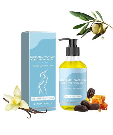 HLMULL Vanilla Caramel Body Oil, Vanilla Body Oil, Vanilla Scented Body Oil for Women, Naturally Scented Body Oil, Suitable for All Skin Types