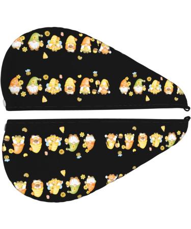 Bee Happy Sunflower Gnomes Microfiber Hair Towel - Soft Super Absorbent Coral Velvet Wrap for Long Curly & Thick Hair - Buy Online on GoSupps.com