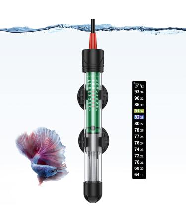 Uniclife Aquarium Heater 25W/50W/100W/200W Adjustable Submersible Heating Rod with Electronic Thermostat LED Indicator Light and Thermometer Sticker for Freshwater Marine Fish Tanks 50 W