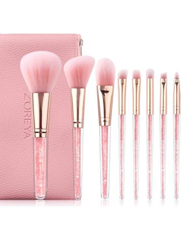 8pcs pink crystal make-up brush set glitter make-up brush kit soft constitutional-synthetic hair-brush foundation concealer blusher multifunctional cosmetics tool kit