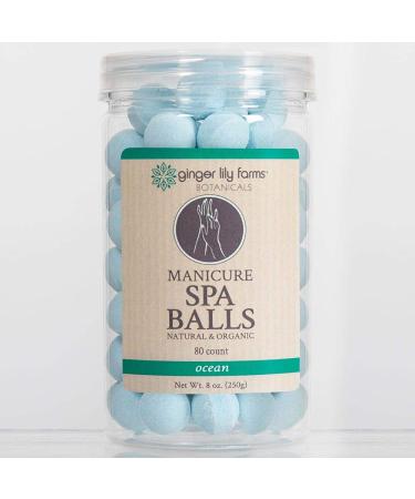 Ginger Lily Farms Botanicals Manicure Spa Balls Ocean, Manicure Soak Balls Replenishes Moisture, Softens and Conditions Skin, 8 Ounces, 80-Count