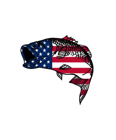 Rogue River Tactical Bass Fish USA Flag Sticker Decal Fishing Bumper Sticker Fish Patriotic United Auto Decal Car Truck Boat RV Real Life Rod Tackle Box
