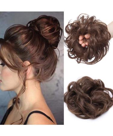 Synthetic Hair Bun Extensions Messy Curly Hair Scrunchies Hairpieces Updo Donut Hairpieces for Women -Brown 35 g Brown