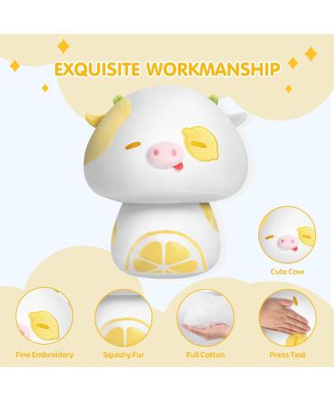 Mewaii 8'' Soft Lemon Cow Mushroom Pillow Stuffed Animal Plush - Cuddly 8 Inch Lemon Cow Toy for Kids - Buy Online on GoSupps.com