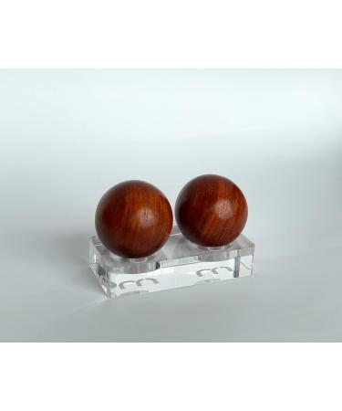 Two noble maidu wooden balls 45 mm to relax the hands - on an acrylic carrier - Qi Gong - Hand flatterer - Hand balls - Hand therapy 2 Burmas with acrylic carrier