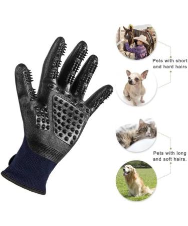 Bestbuy Pet Grooming Gloves - Improved Five Finger Design Rubber Glove Gentle De-Shedding Brushes for Cats Dogs & Horses (Blue) - Buy Online on GoSupps.com