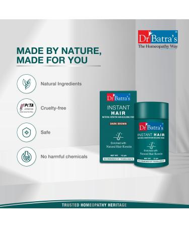 Dr. Batra's Instant Hair Keratin Fibres - Dark Brown 12g | Natural Hair Building Solution for Instant Volume | International Shipping Available - Buy Online on GoSupps.com