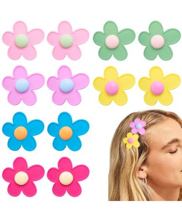 Bmobuo Flower Hair Clips for Girls Women 12Pcs  Colorful Daisy Flower Snap Hair Clips Cute Small Hair Clips for Girls Women Y2K Hair Accessories Hair Pins Barrettes