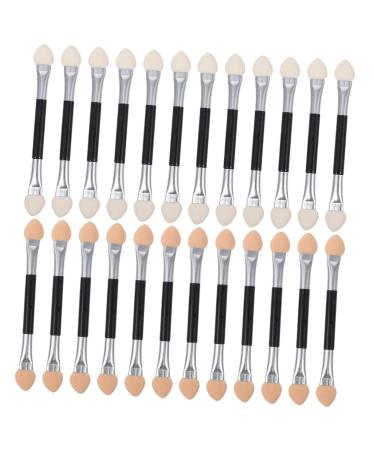 Baluue 24pcs Plastic Eyeshadow Makeup Sticks Double Ended Makeup Brush Aluminum Eyeshadow Brush