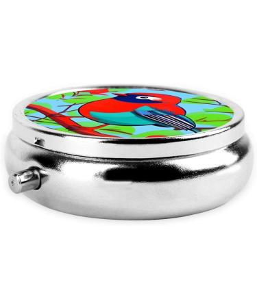 Colorful Birds Round Pill Box - 3 Compartment Travel Organizer | Portable Pill Holder for Easy Travel - Buy Online on GoSupps.com