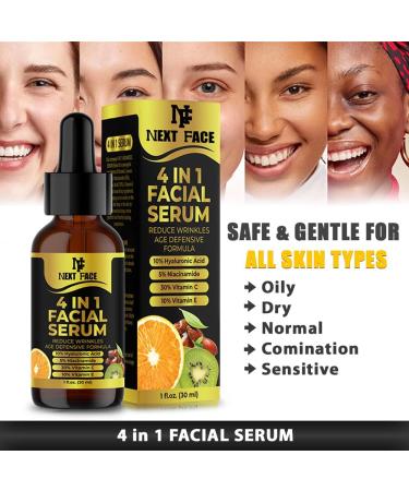 Organic Vitamin C Serum For Face & Hyaluronic Acid. Anti-Aging Wrinkles Dark Spots Brightening Facial Serum With 30% Vitamin C 5% Niacinamide 10% Vitamin E Serum 4 In 1 Vitamin C. - Buy Online on GoSupps.com