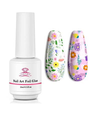 Makartt 15ML Nail Foil Glue Gel for Foil Stickers Nail Transfer Tips Manicure Art DIY UV LED Lamp Required Soak Off Nail Transfer Gel Foil Nail Glue 1*15ml
