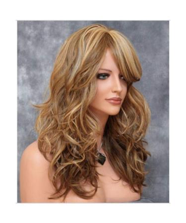 60cm Heat-Resistant Long Blonde Curly Wig - Full Wavy Synthetic Fiber for Women - Adhesive-Free Middle Parting - Buy Online on GoSupps.com