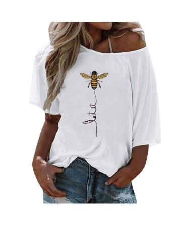 Ppanguding Women Good T-Shirt Summer Mode Off Shoulder Rainbow Bring on the Sunshine Pattern Shirt Shirt Shirt tops tops blouse graphic print tops tea tops xl-c