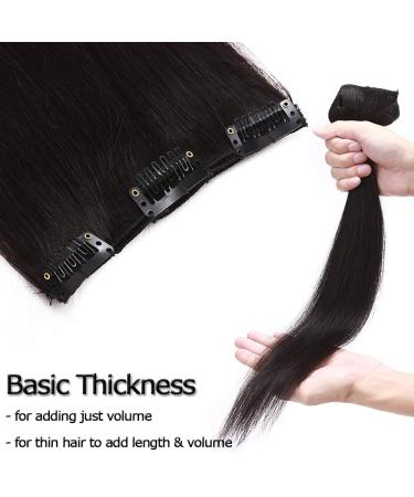 Elailite Real Hair Clip-In Extensions - 20cm 45g 8-Part Set 18 Clips - Smooth Full Head Natural Black #1B - Buy Online on GoSupps.com