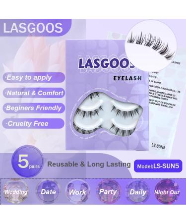 Buy Natural Look Fake Eyelashes | 5 Pairs Invisible Thin Band Eye Lashes for Daily Wear Weddings & Parties - Free International Shipping - Buy Online on GoSupps.com