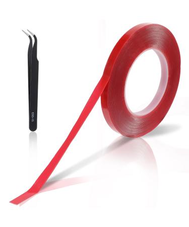 32FT Double Sided Tape Nail Tape for Press on Adhesive Strong Sticky Nail Tapes Waterproof Removable Traceless Clear Mounting Tape for Nail Display Nail Art Nail Salon Supplies with Tweezer 1 Rolls
