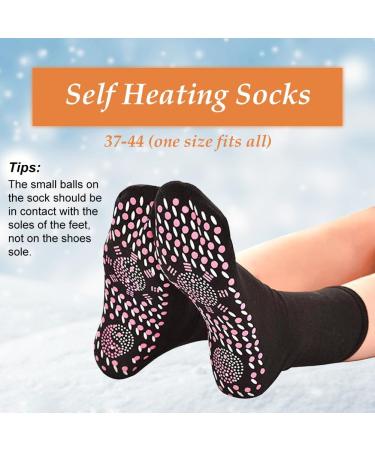 Buy Heated Socks - Self-Heating Winter Socks for Men & Women | 2 Pairs Tourmaline Foot Warmers for Outdoor Activities (Black/Red) - Buy Online on GoSupps.com