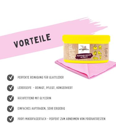 ESNADO Leather Soap with Sponge & Microfiber Cloth - Perfect Cleaner for Smooth Leather Saddles & Motorcycle Gear (250 ml) - International Shipping Available - Buy Online on GoSupps.com