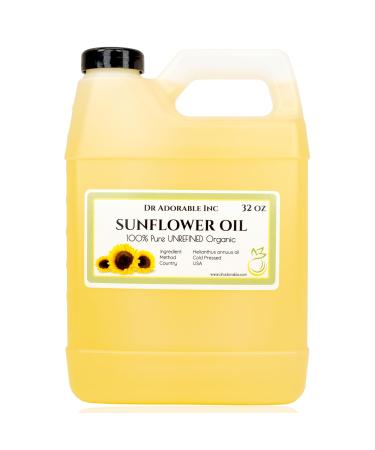 Dr Adorable - 32 oz - Sunflower Oil Unrefined - 100% Pure Natural Premium Organic Cold Pressed