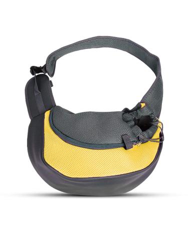Petemoo portable pet dog cats puppy shoulder bag travel carrier shoulder bag breathable mesh transport bag l (up to 5 kg) yellow