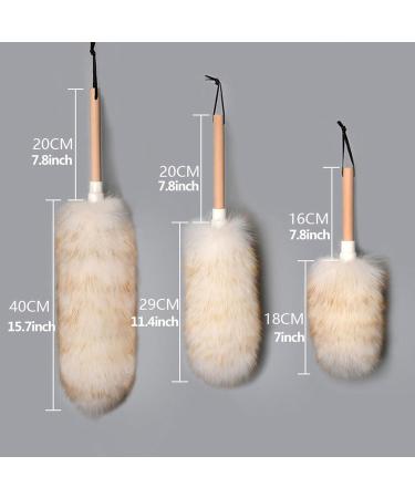 FCSHFC Lambswool Dusters for Cleaning with Solid Wooden Handle Anti-Static Reusable Feather Duster Dust Cleaner for Fan Blinds Furniture Cars(40cm) 40cm White - Buy Online on GoSupps.com