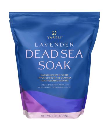 Yareli Dead Sea Bath & Foot Soak, Lavender Magnesium Bath Salt Flakes, Stronger Alternative to Epsom Salt 5lbs Lavender 5 Pound