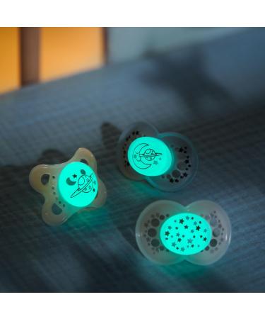 MAM Original Night Luminous Pacifiers Set of 2 - Silicone 6-16 Months Pink & Various Models with Pacifier Case - Buy Online on GoSupps.com