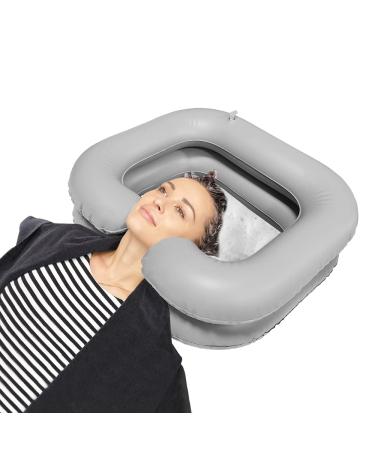 Inflatable Shampoo Basin,Portable Hair Wash Shampoo Bowl for Hair Washing in Bed,Washing Sink for Bedridden,Disabled,Elderly (Light Grey)