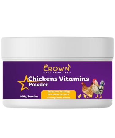 Crown Pet Supplies Poultry Multivitamin Powder with Vitamin B & C Helps Maintain Energy Supports Healthy Growth Appetite Feather Quality Bone Strength & Overall Well-Being 100 Grams